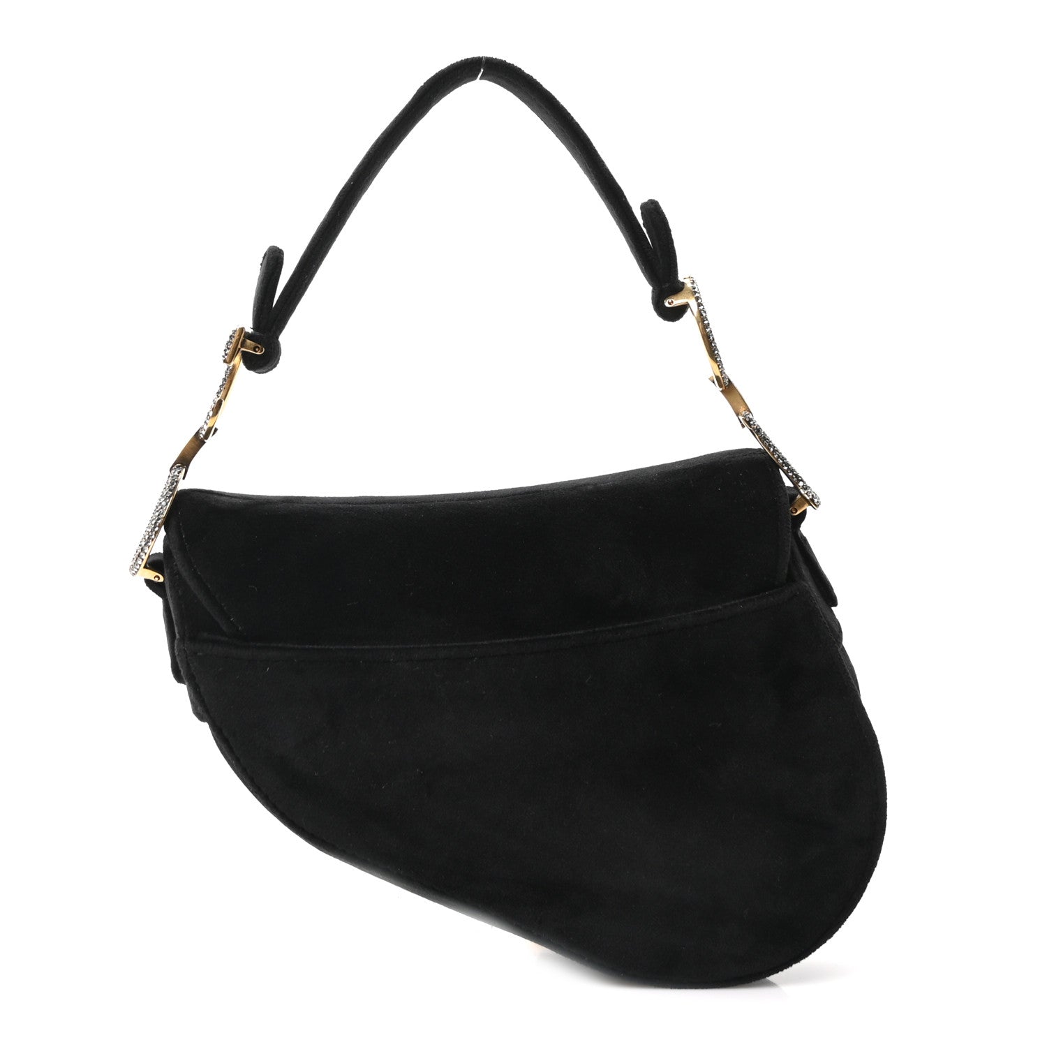 Christian Dior Velvet Crystal Mini Saddle Bag Black 3 of 10