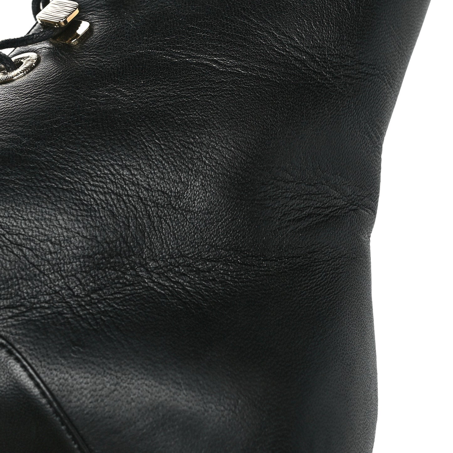 Lambskin Grosgrain Cap Toe Egyptian Amulet CC Lace Up Boots 35 Black