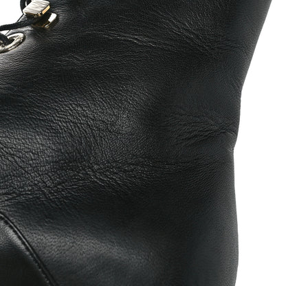 Chanel Lambskin Grosgrain Cap Toe Egyptian Amulet CC Lace Up Boots 35 Black 10 of 10