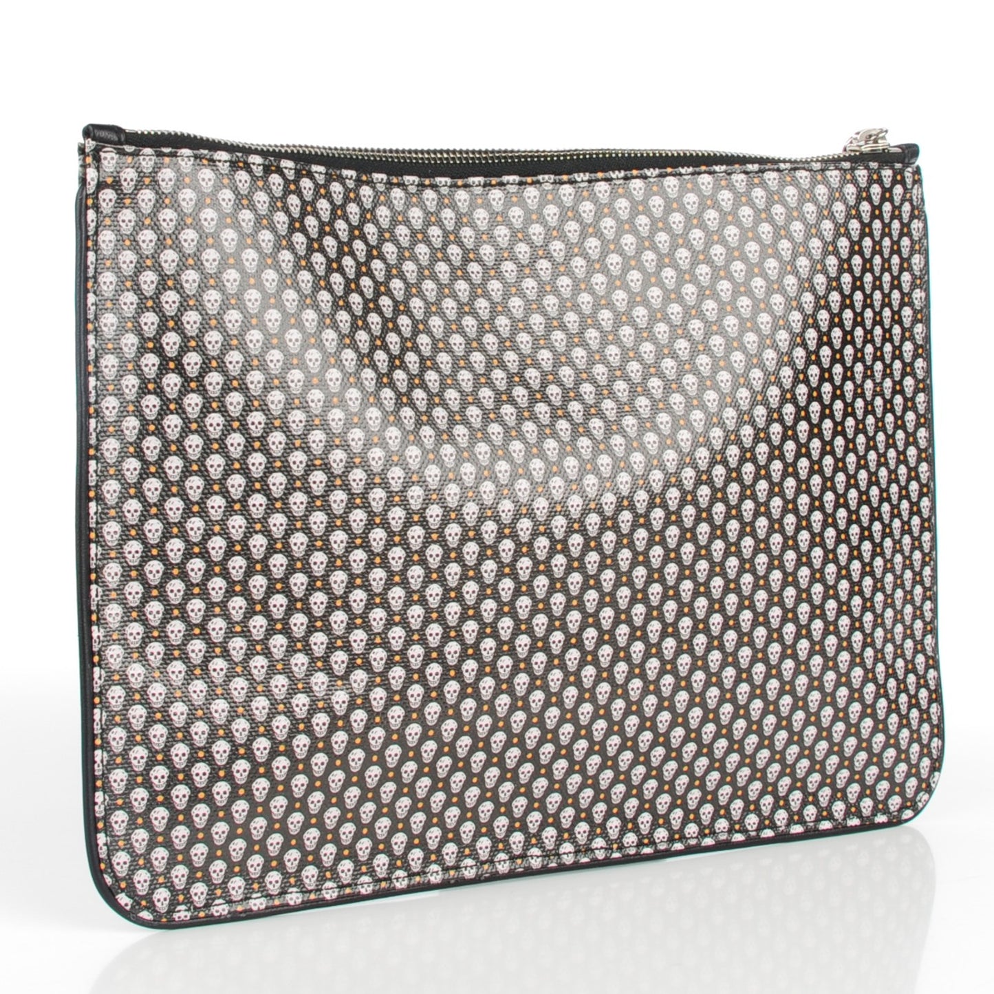 Coated Canvas Mini Skull Zipped Pouch Black