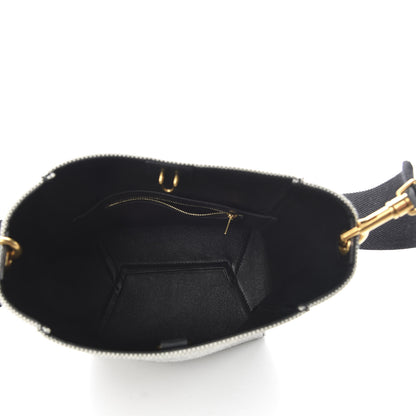 Celine Textured Canvas Small Sangle Bucket Bag Black White 5 of 9