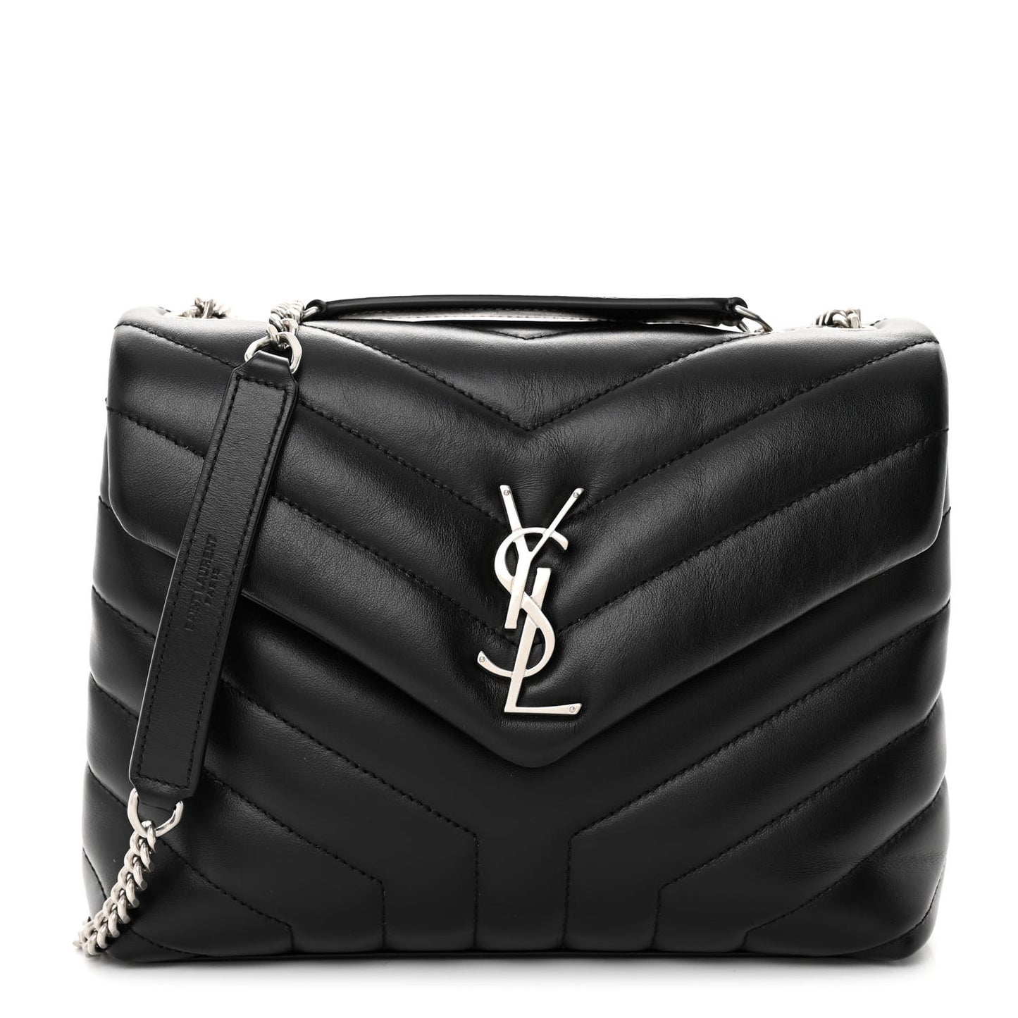 Calfskin Y Quilted Monogram Small Loulou Chain Satchel Black