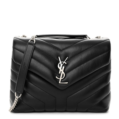 Saint Laurent Calfskin Y Quilted Monogram Small Loulou Chain Satchel Black 1 of 11