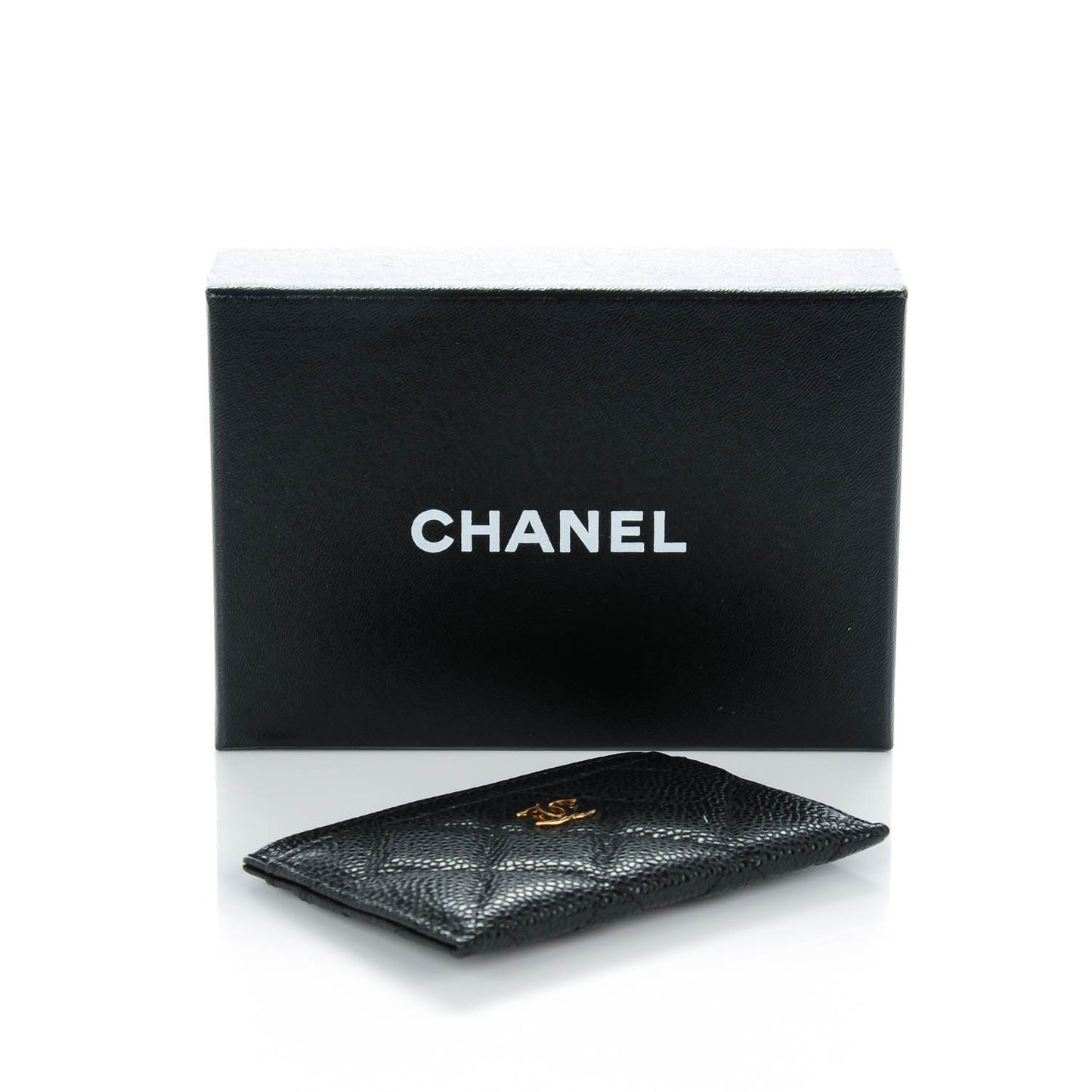 Caviar Quilted Card Holder Black