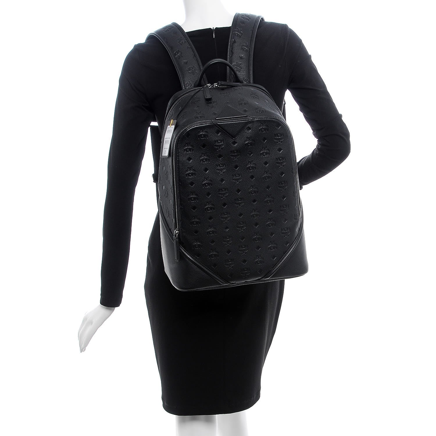 MCM Calfskin Ottomar Monogram Duke Backpack Black 2 of 9