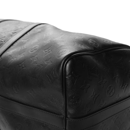 Louis Vuitton Calfskin Shadow Monogram Keepall Bandouliere 50 Black 8 of 11