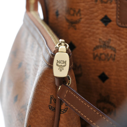 MCM Visetos Medium Liz Reversible Shopper Tote Cognac 15 of 19