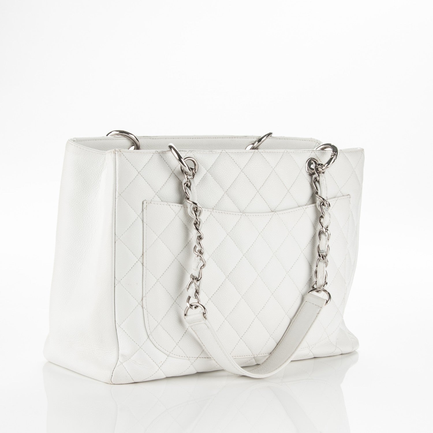 Chanel Caviar Quilted Grand Shopping Tote GST White 3 of 15