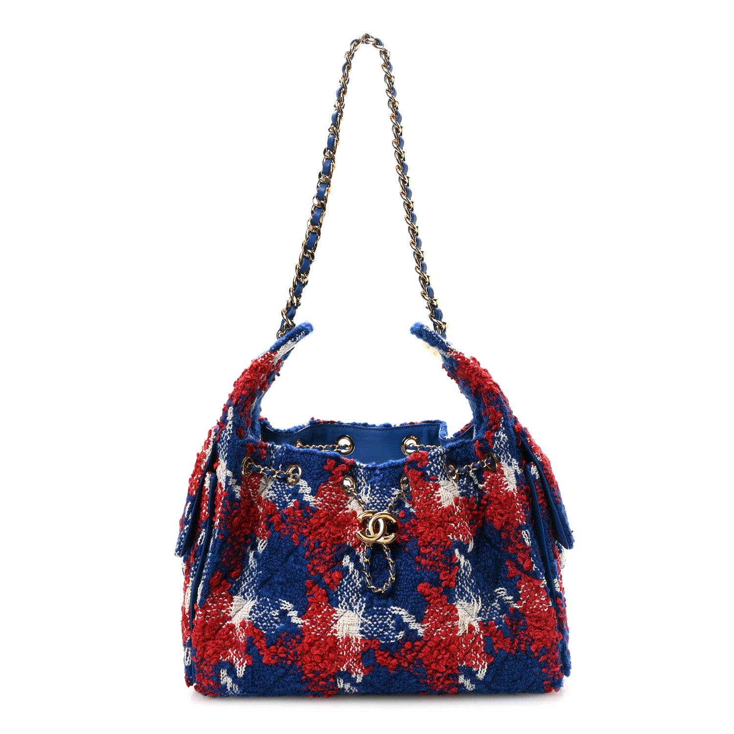 Chanel Tweed Quilted Small Chanel 25 Handbag Red White Blue 1 of 11