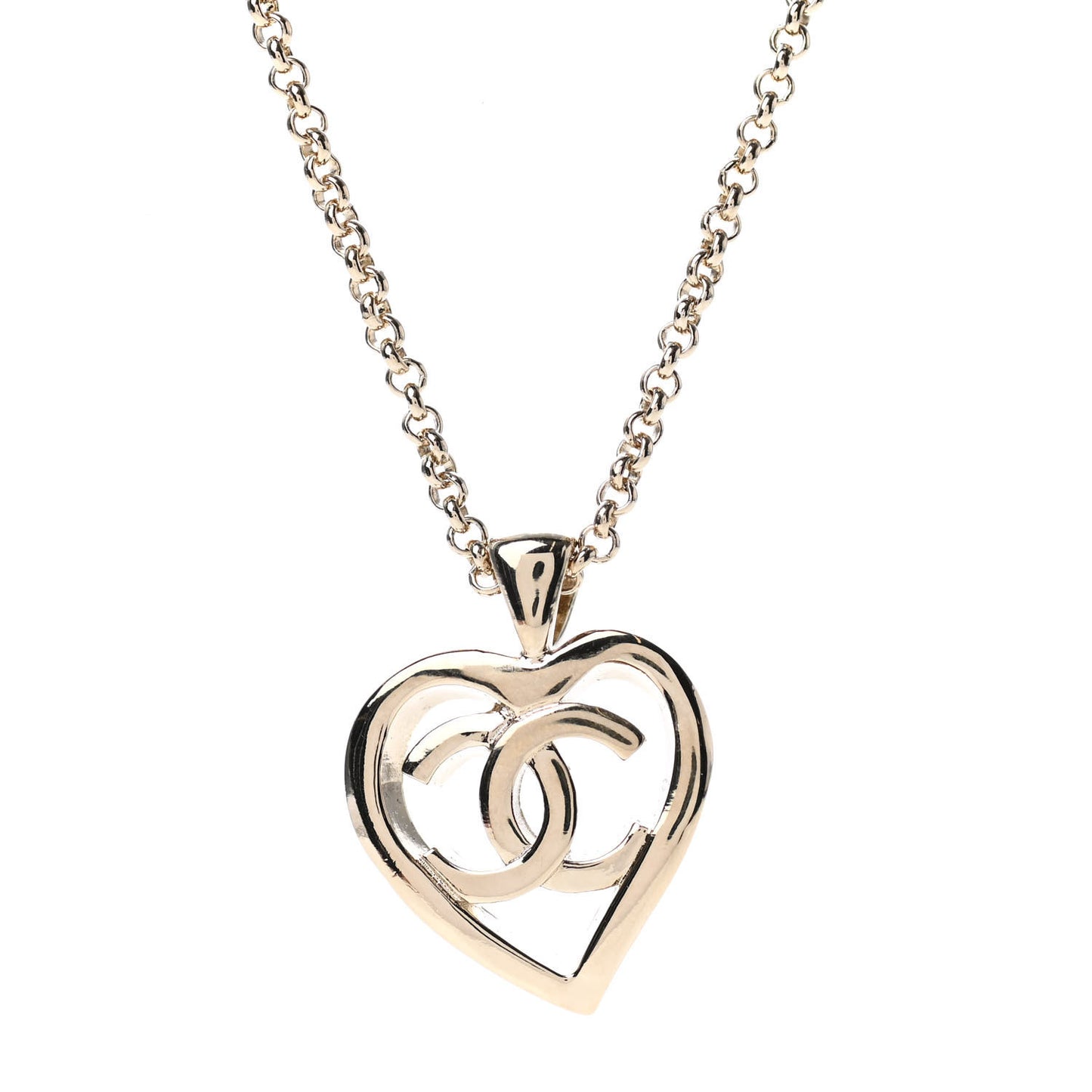 CC Heart Chain Pendant Necklace Gold