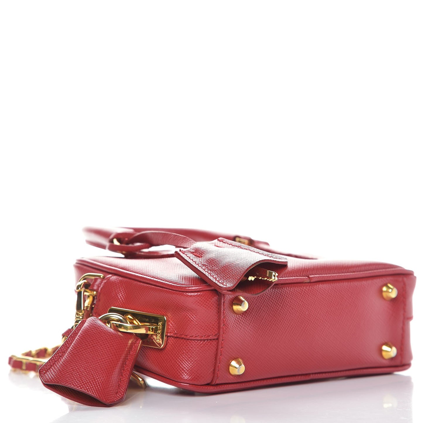 Saffiano Lux Mini Top Handle Crossbody Bag Fuoco