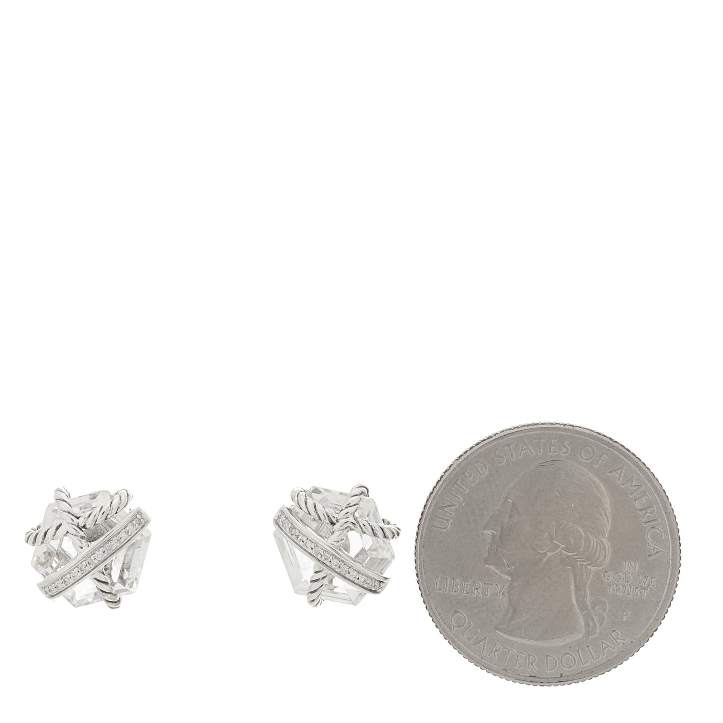 Sterling Silver Diamond Crystal 10mm Cable Wrap Earrings