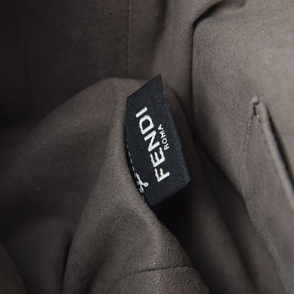 Fendi Glazed Fabric Vitello Grace F is Fendi FF 1974 Stamp Patch Grande Mon Tresor Bucket Bag Mogano Panna Black 7 of 9