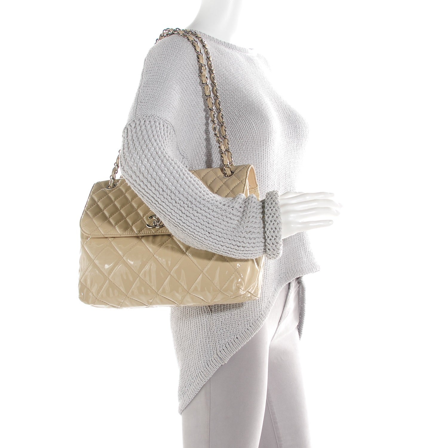 Chanel Vinyl Quilted In The Business Flap Bag Beige 2 of 8