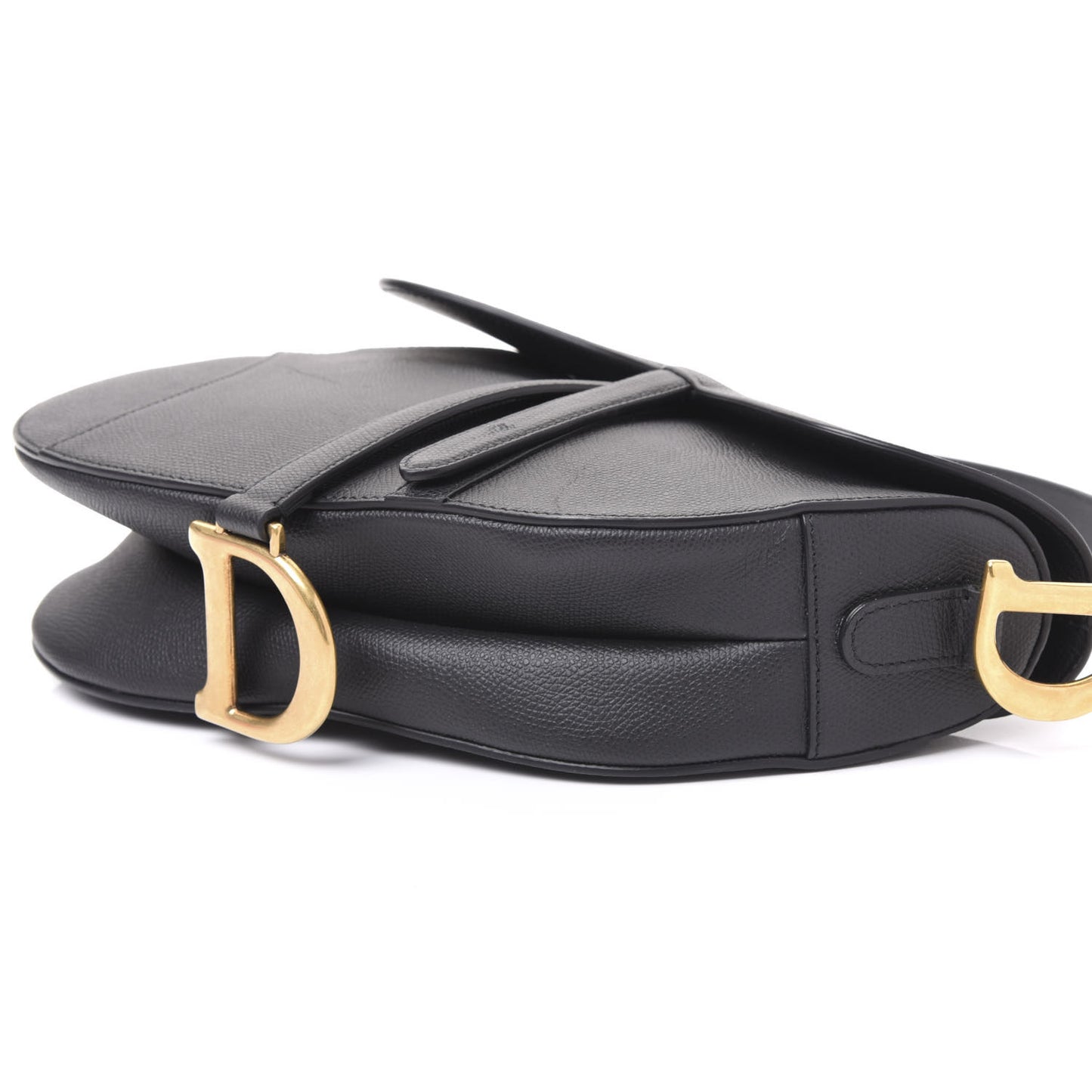 Grained Calfskin Saddle Bag Black