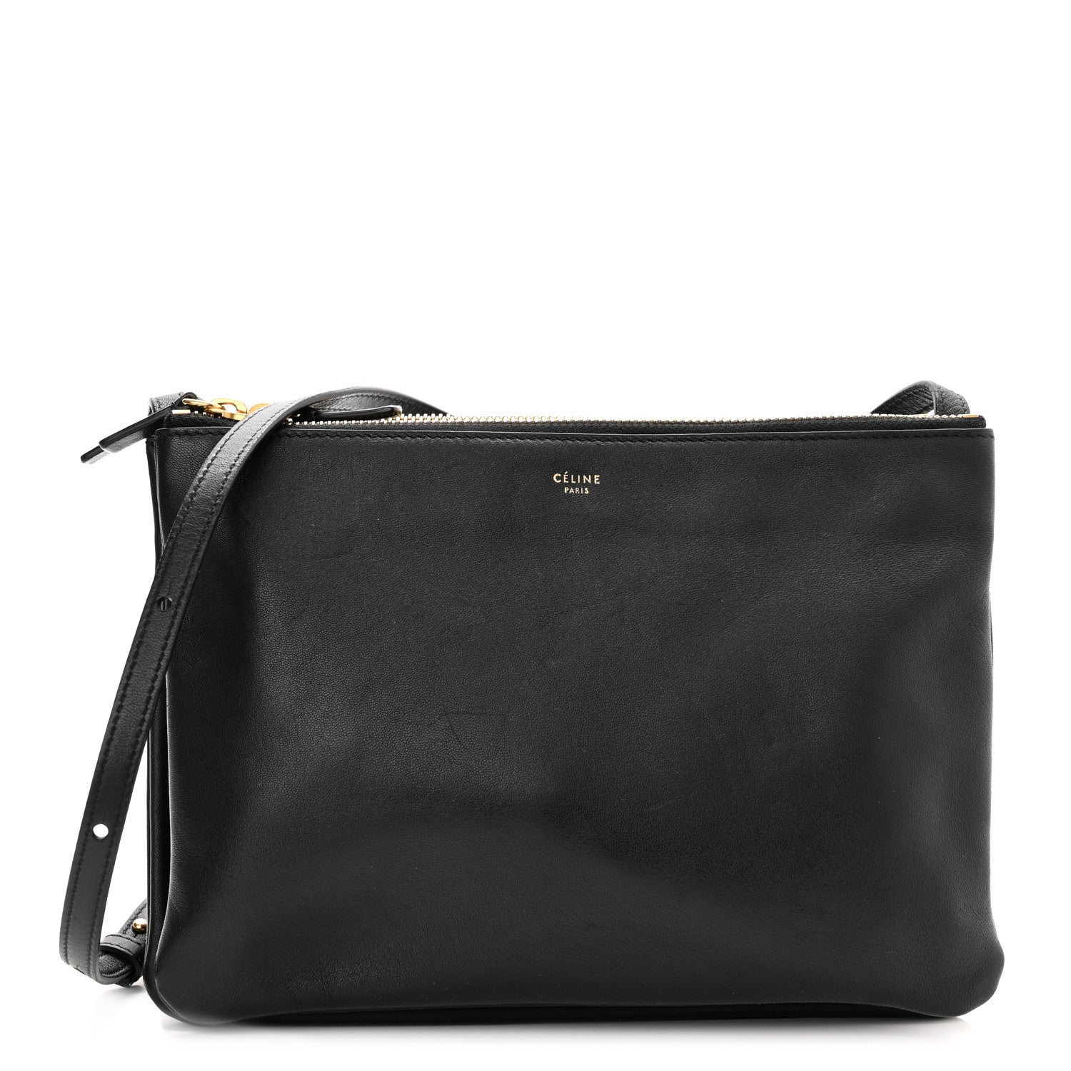 Celine Lambskin Large Trio Crossbody Bag Black 1 of 11