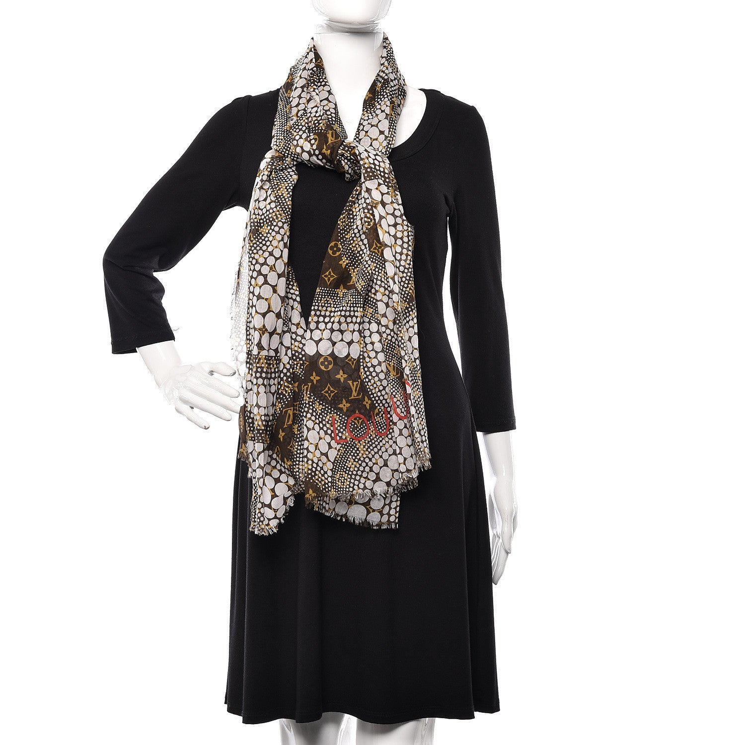 Louis Vuitton Cotton Monogram Kusama Infinity Dots Pareo Scarf White 2 of 6