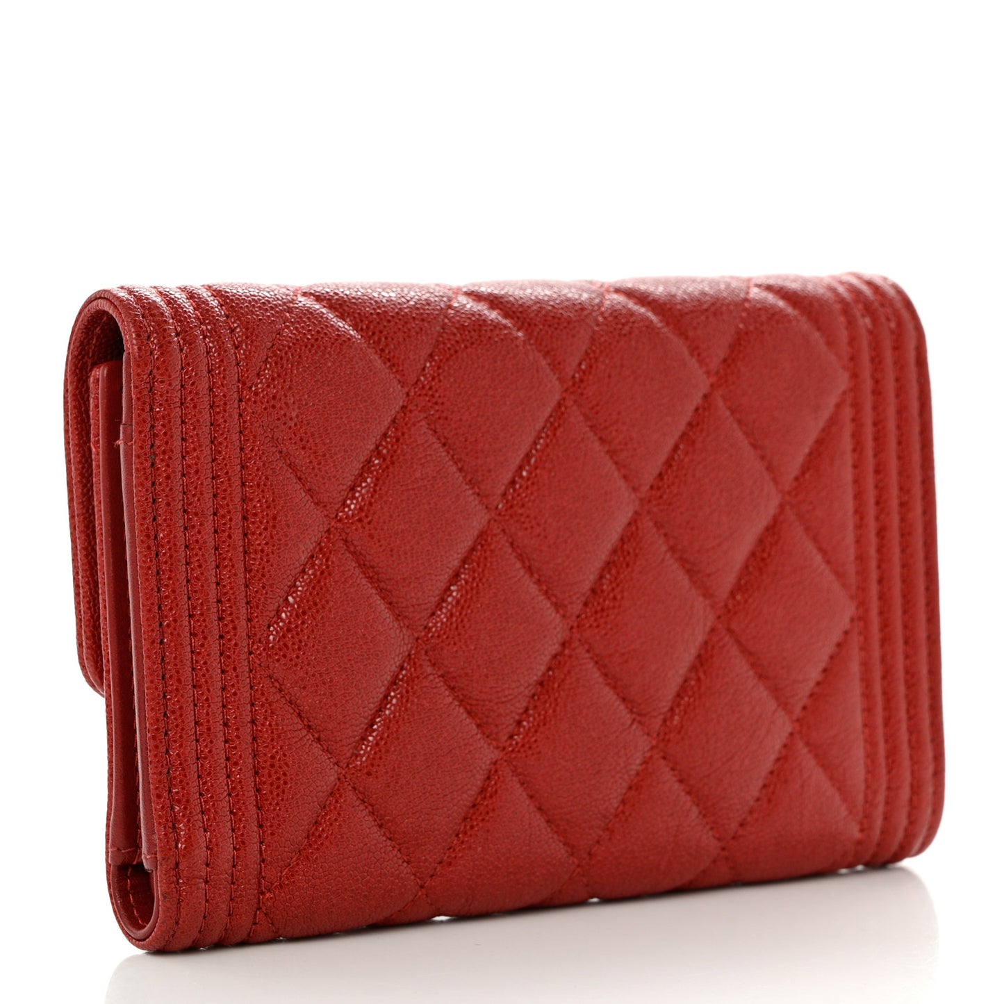 Caviar Quilted Medium Boy Flap Wallet Red