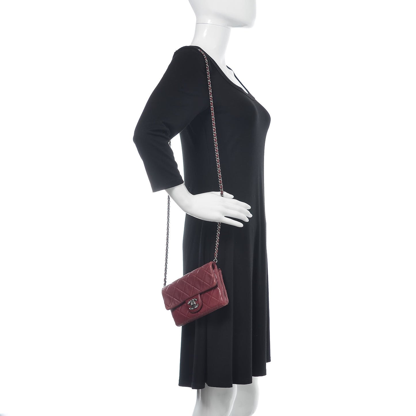 Lambskin Quilted Mini Mineral Nights Flap Crossbody Bag Dark Red