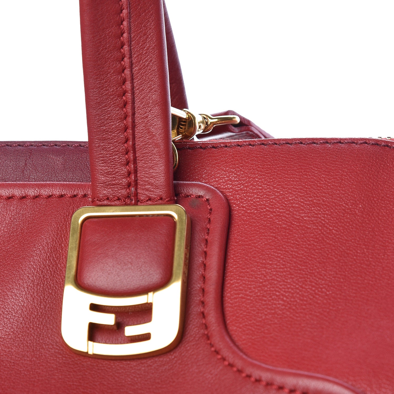 Fendi Vitello Capra Alabama Colorblock Large Chameleon Tote Ciliegia Bordeaux Ruby 11 of 12