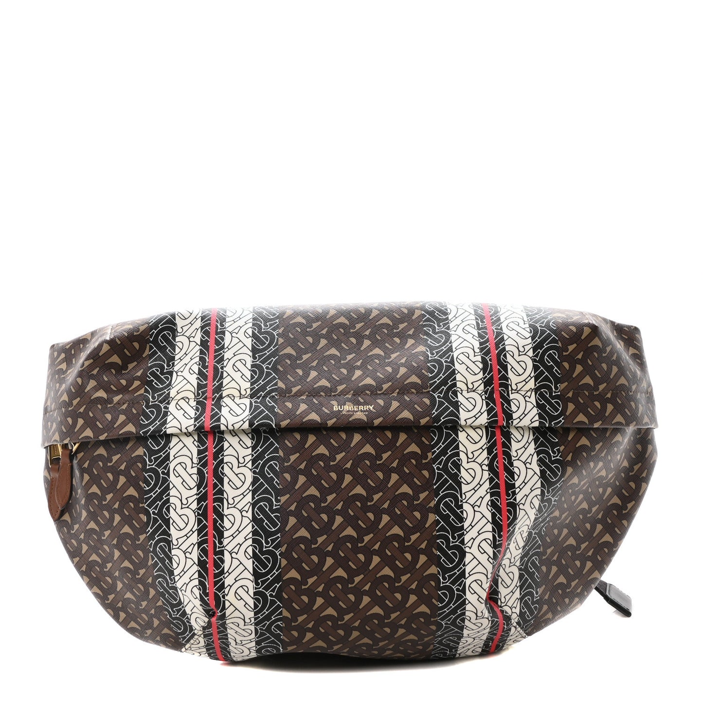 E-Canvas Monogram Stripe XL Sonny Bum Bag Bridle Brown