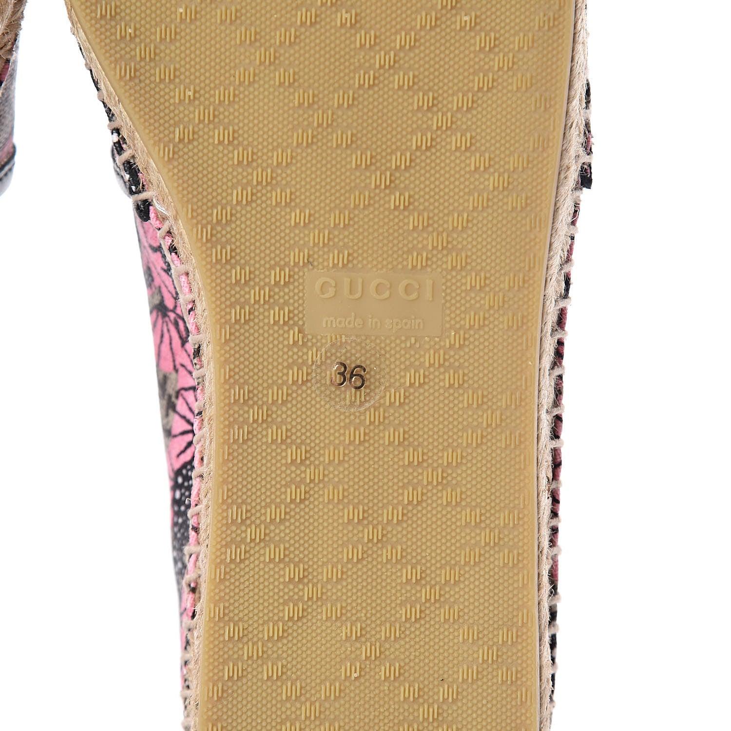 Gucci GG Supreme Monogram Bengal Espadrilles 36 Beige Crop Pink 7 of 7