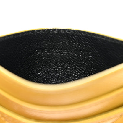 Saint Laurent Grain De Poudre Matelasse Chevron Monogram Credit Card Case Light Chartreuse 7 of 7