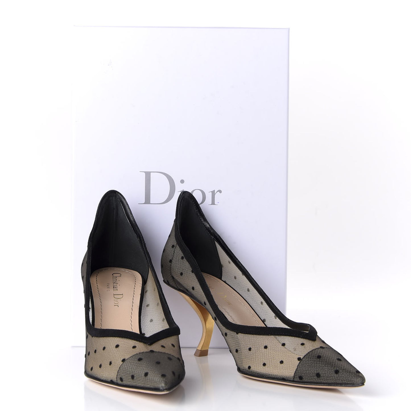 Suede Mesh Plumetis D-Sculpture Pumps 36.5 Black
