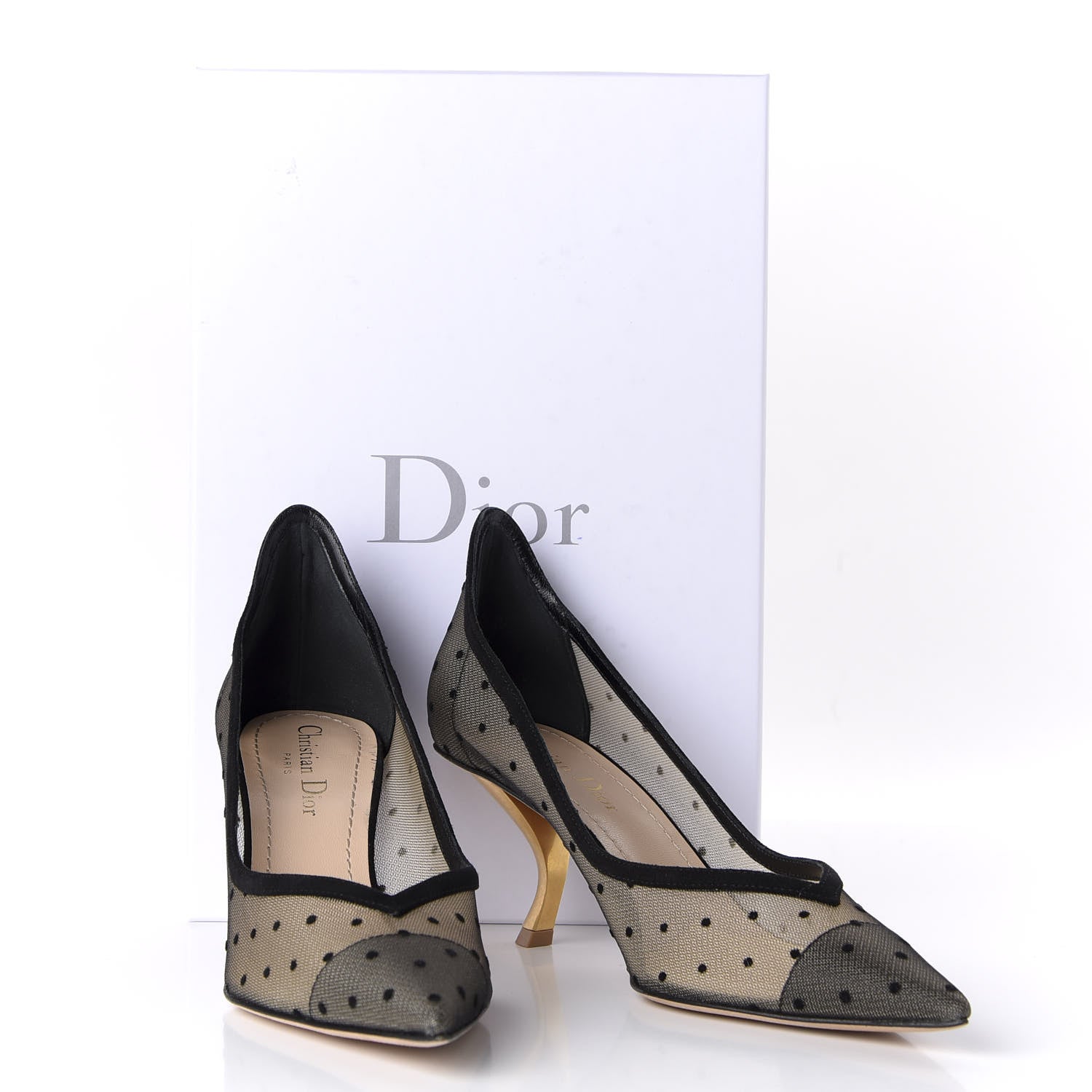 Christian Dior Suede Mesh Plumetis D-Sculpture Pumps 36.5 Black 9 of 9