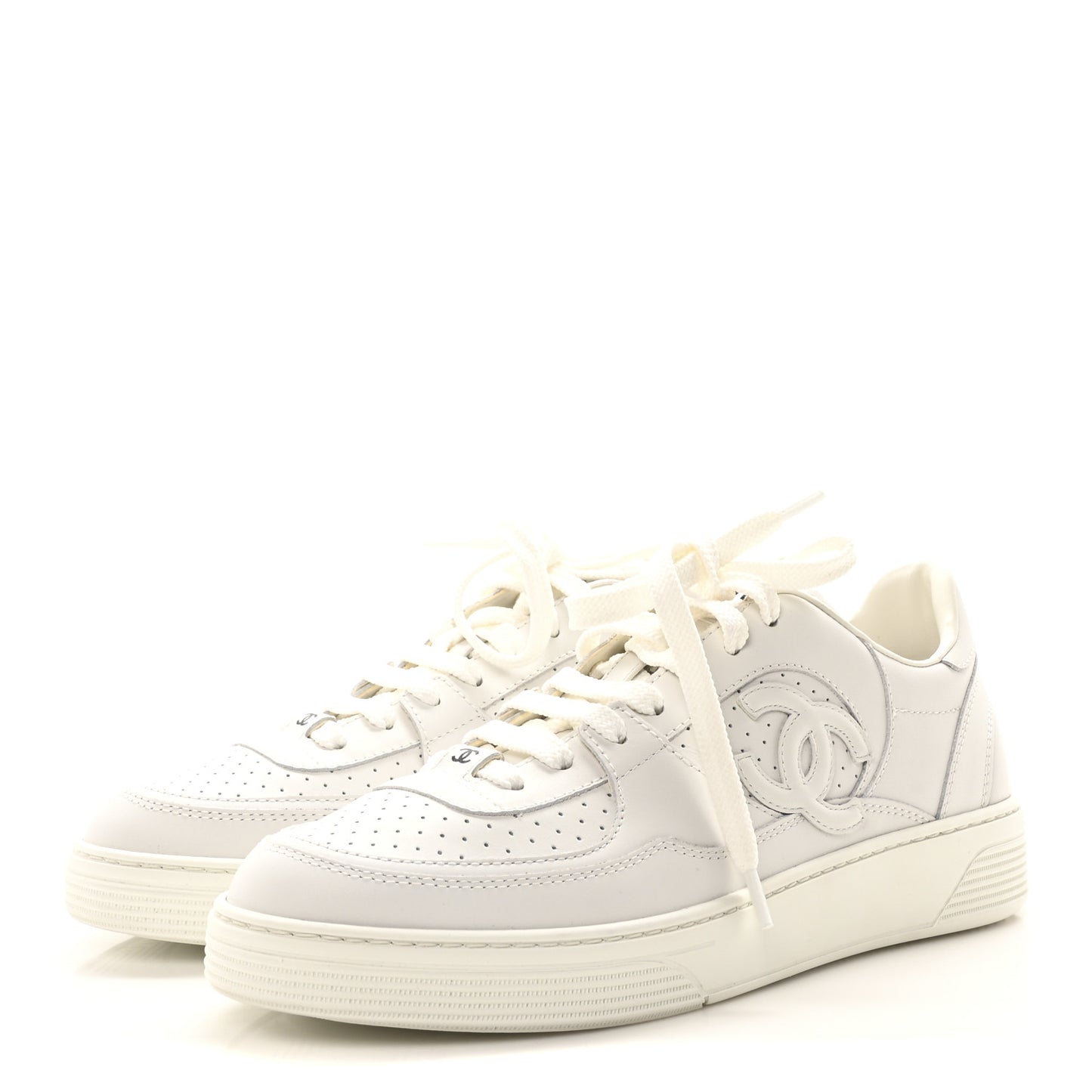 Calfskin Womens CC Sneakers 39.5 White