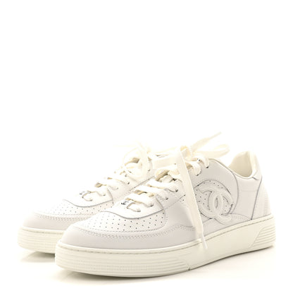 Chanel Calfskin Womens CC Sneakers 39.5 White 4 of 9