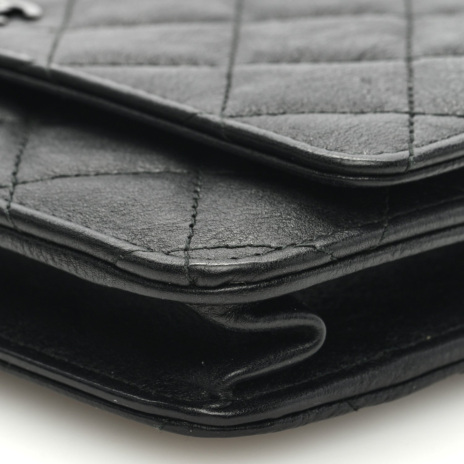 Chanel Crumpled Calfskin Quilted Wallet On Chain WOC So Black 10 of 12