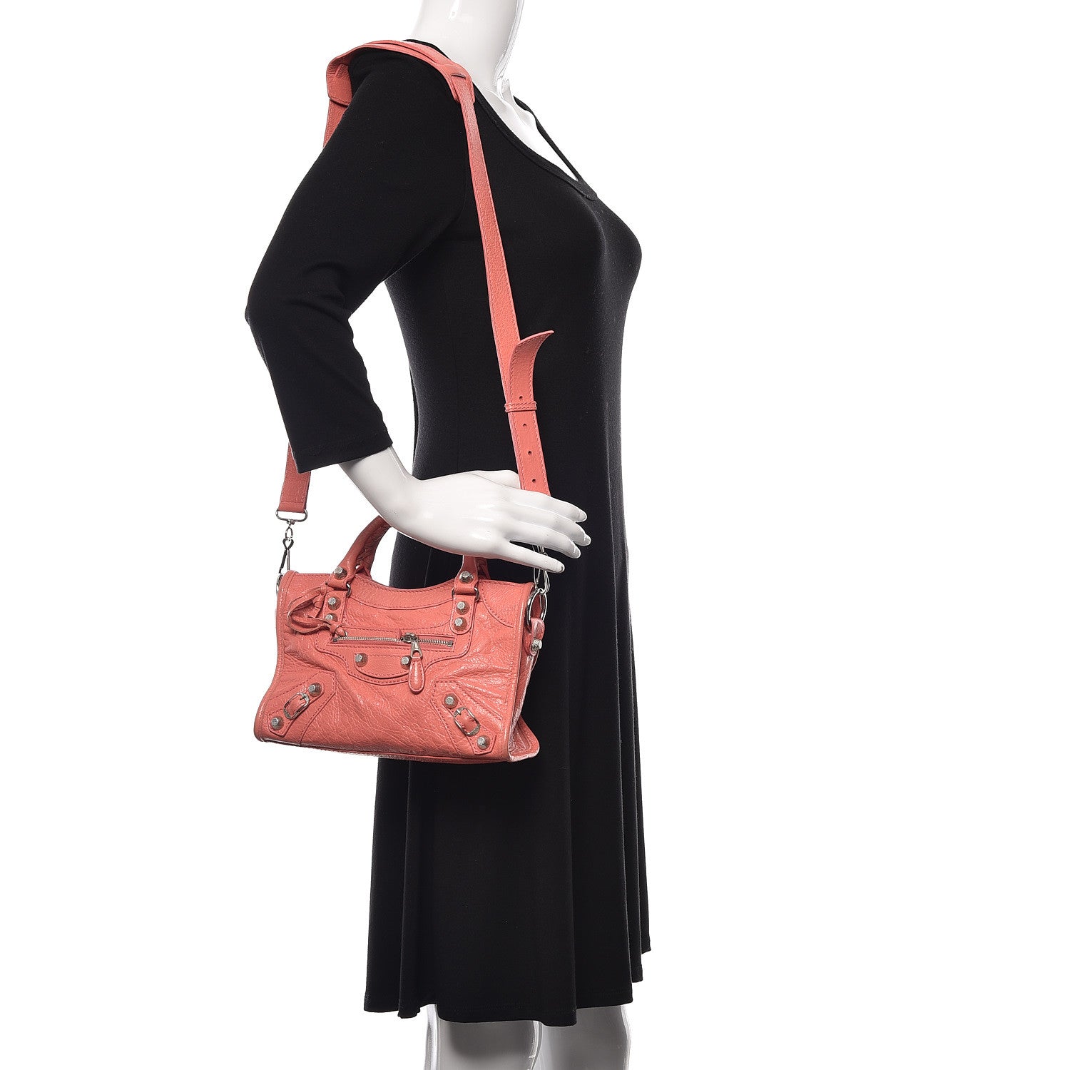 Balenciaga Agneau Giant 12 Silver Hardware Mini City Rose