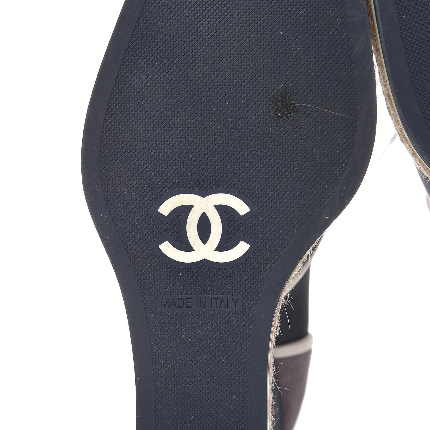 Chanel Silk Crepe Suede Calfskin Lace Up Wedge Espadrilles 36.5 Navy Grey 8 of 10