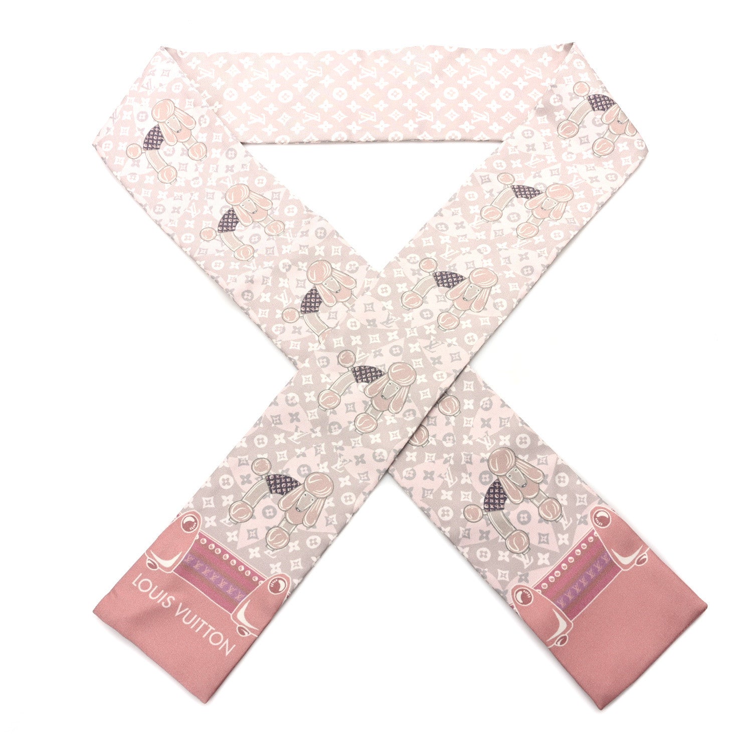 Louis Vuitton Silk Monogram Poodle Animalle Bandeau Rose Pale 1 of 4