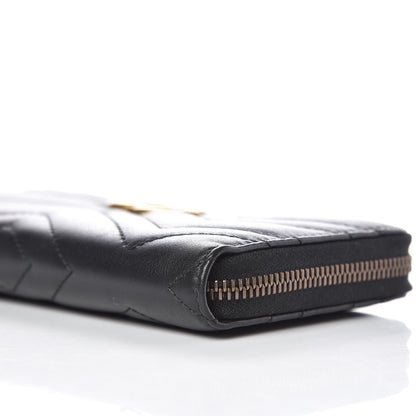 Gucci Calfskin Matelasse GG Marmont Zip Around Wallet Black 7 of 10