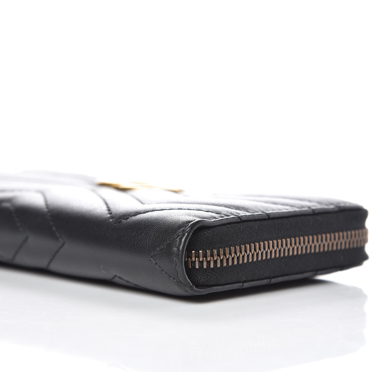 Gucci Calfskin Matelasse GG Marmont Zip Around Wallet Black 7 of 10