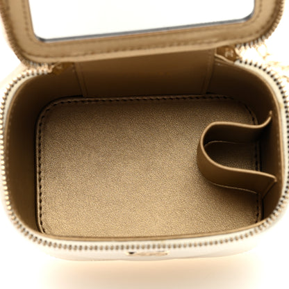 Chanel Lambskin Quilted Enamel Pearl Crush Mini Vanity Case With Chain White 5 of 11