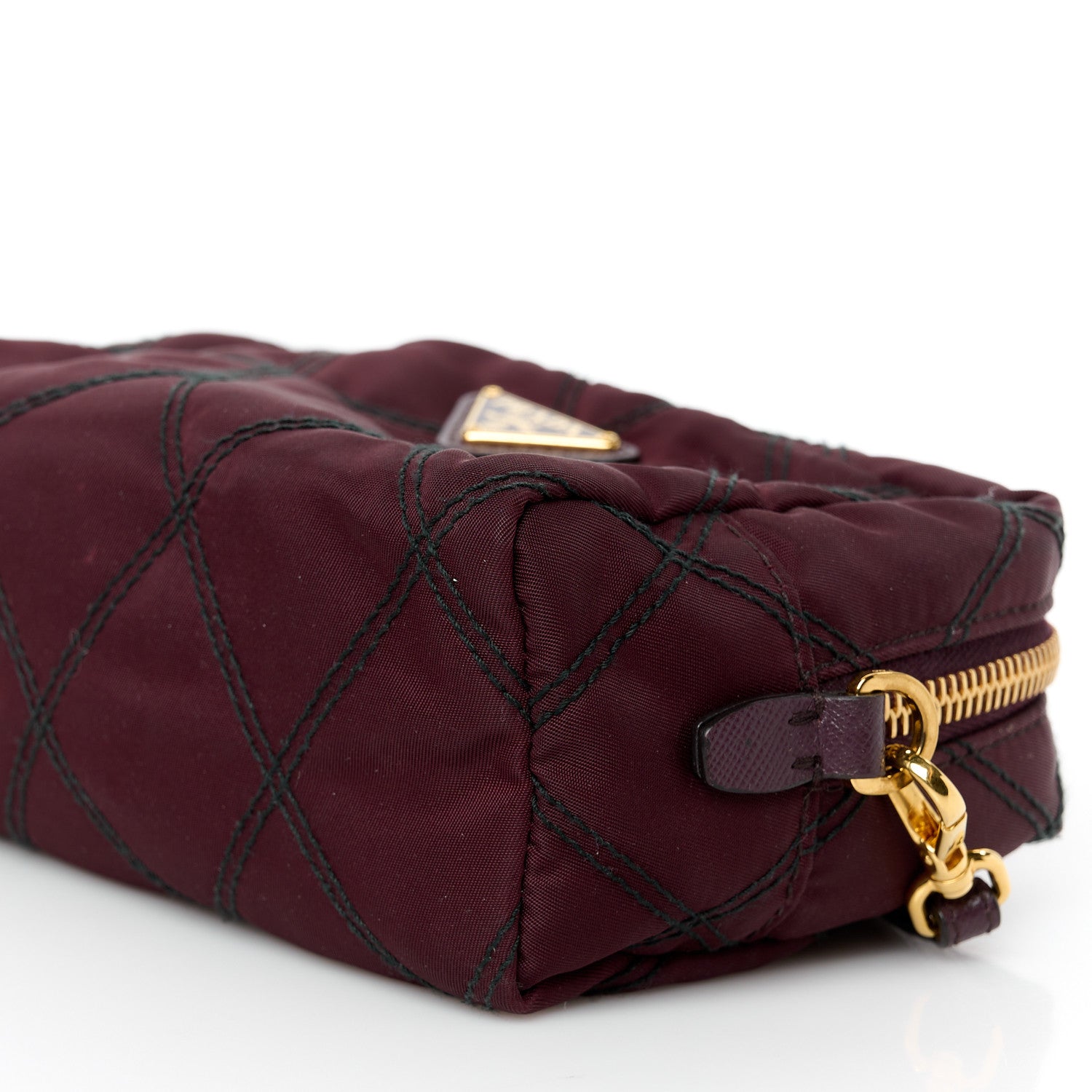 Prada Tessuto Nylon Saffiano Impunturato Quilted Wristlet Granato 10 of 10