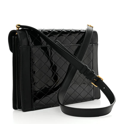 Saint Laurent Calfskin Quilted Lacquered Gaby Satchel Black 2 of 12