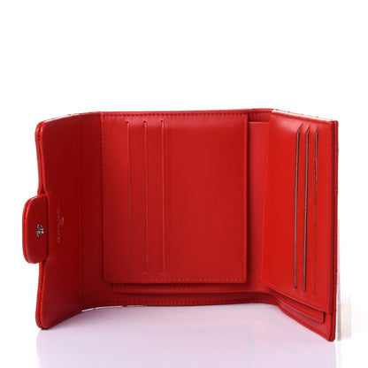 Chanel Caviar Chevron Quilted Compact Flap Wallet Red 3 of 4