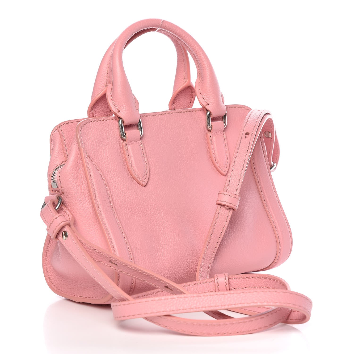 Alexander McQueen Pebbled Calfskin Mini Padlock Geisha Pink 3 of 9