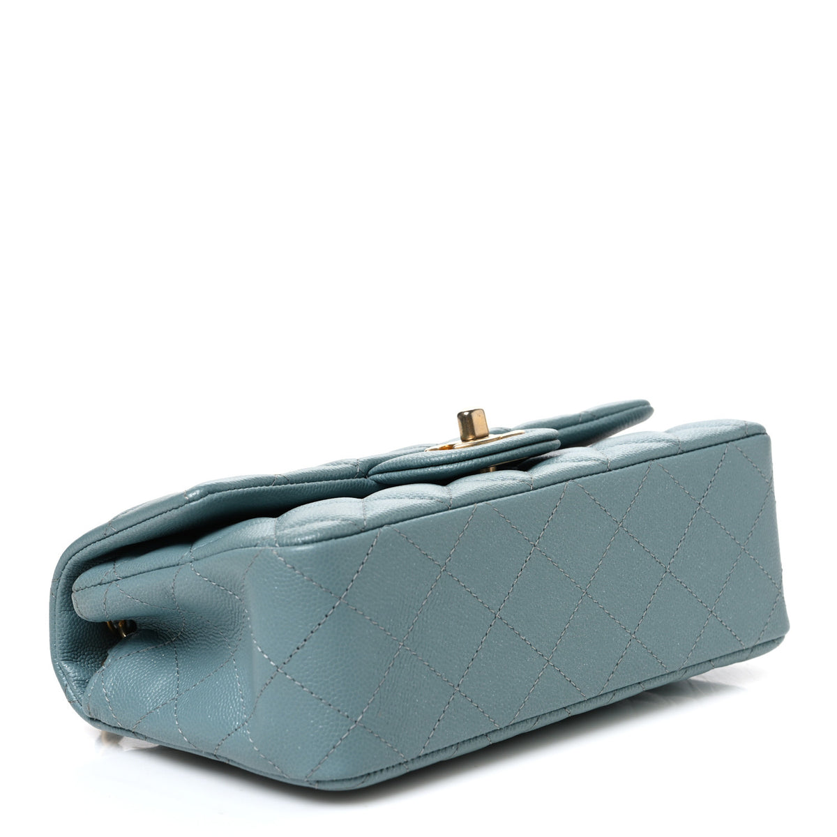 Caviar Quilted Mini Rectangular Flap Blue