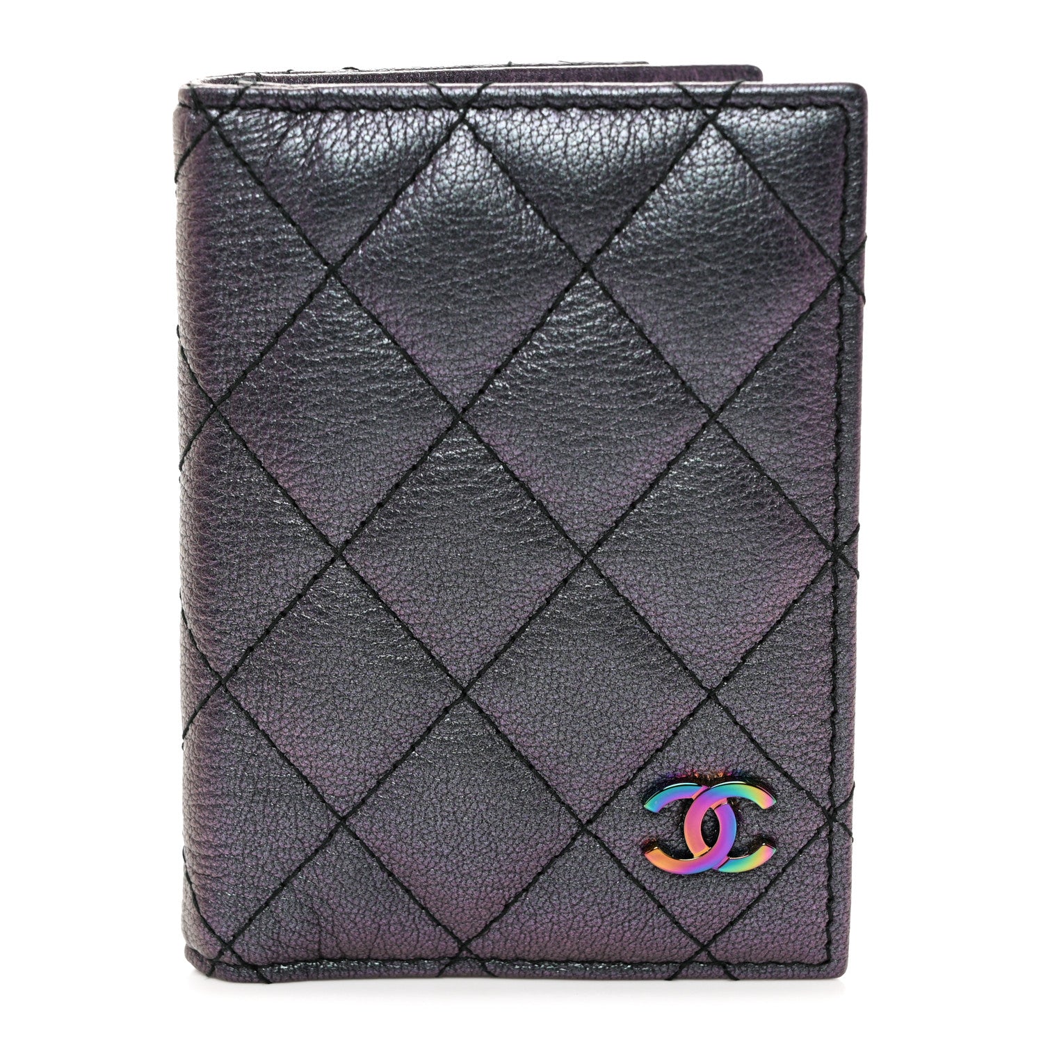 Chanel Iridescent Goatskin Quilted Card Holder Purple 1 of 8