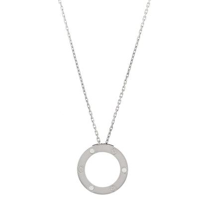 Cartier 18K White Gold 3 Diamonds LOVE Pendant Necklace 1 of 5