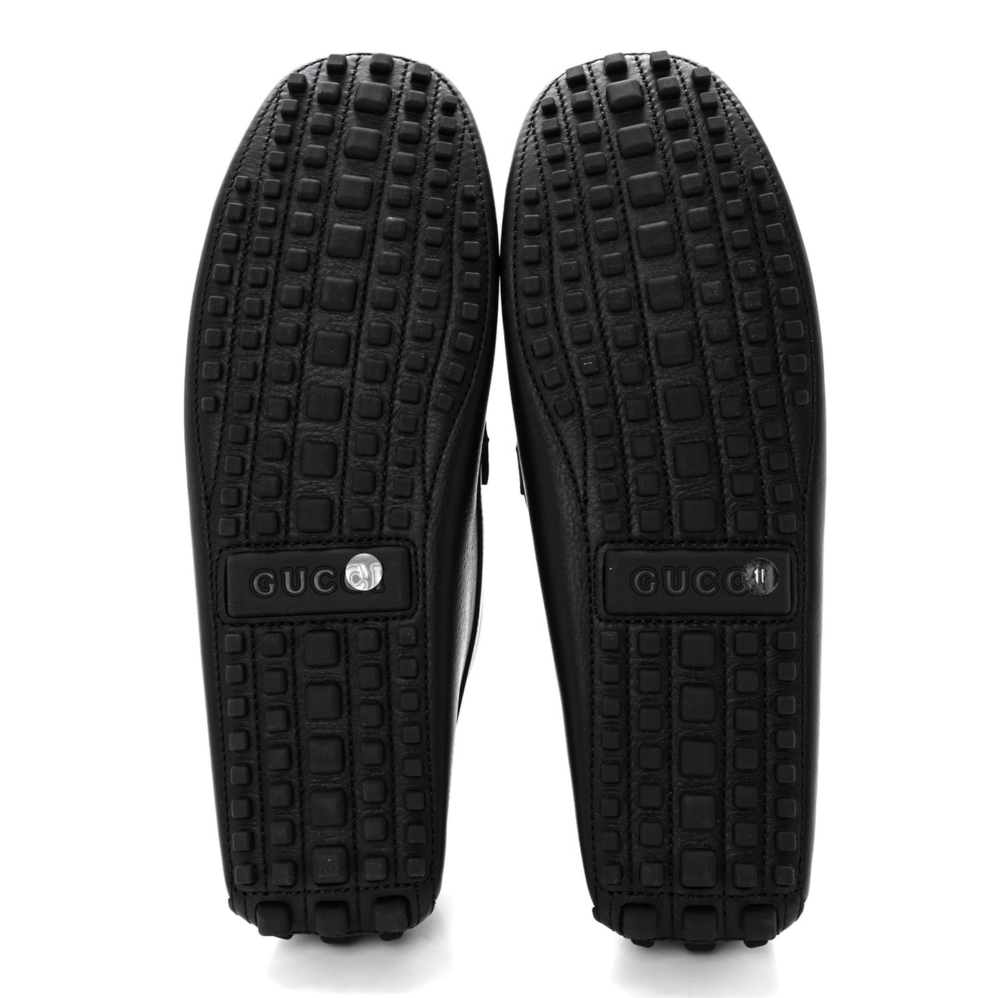 Soft Clove Calfskin Mens Interlocking G Driver Loafers 11 Black