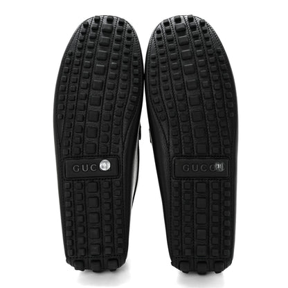 Gucci Soft Clove Calfskin Mens Interlocking G Driver Loafers 11 Black 5 of 10