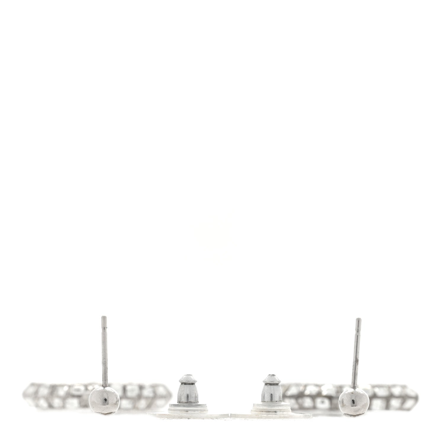 Chanel Baguette Crystal CC Drop Earrings Silver 3 of 3