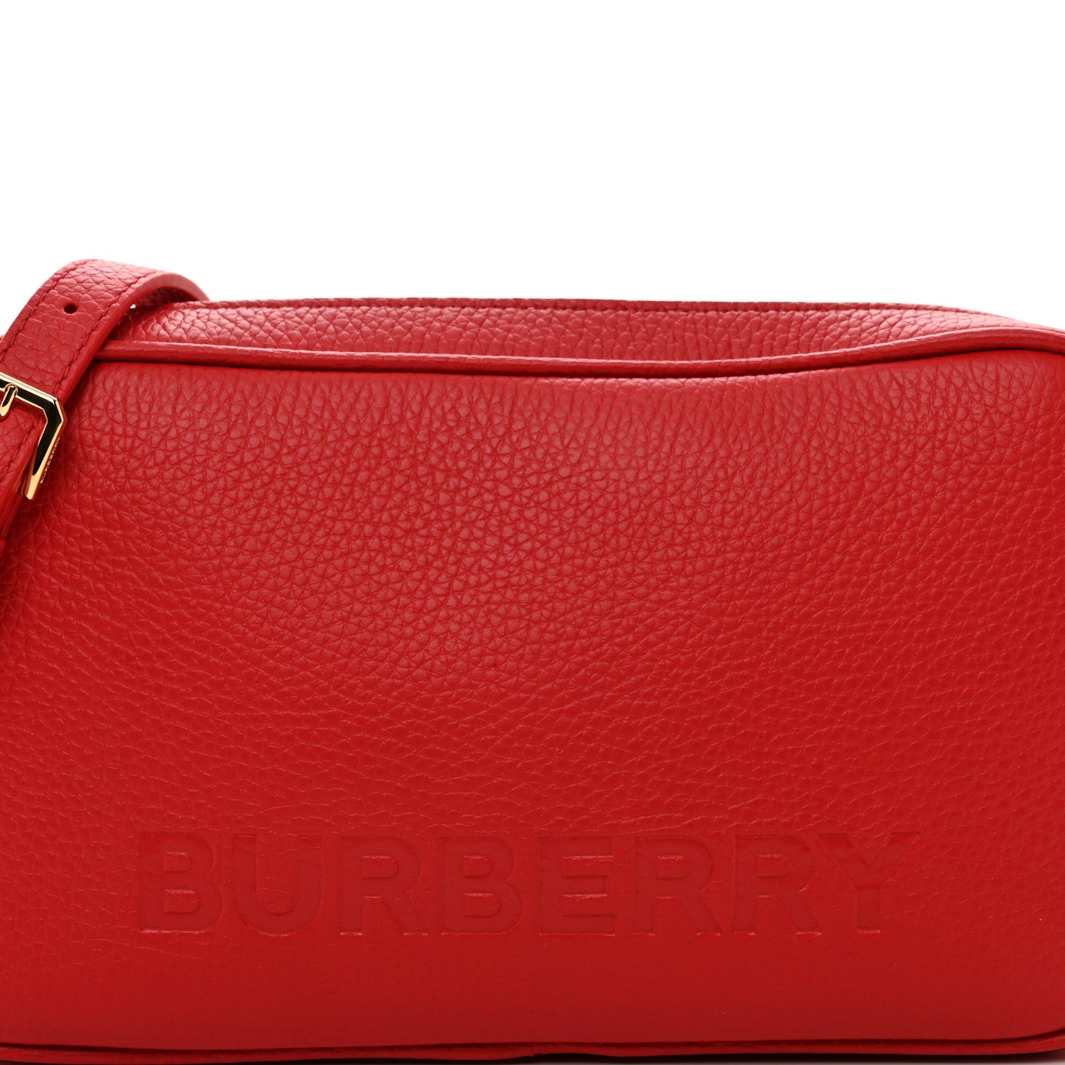 Burberry Calfskin Monogram Embossed Elongated Camera Bag Red 5 of 9