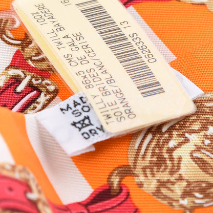 Hermes Silk Brides de Gala Bayaderes Twilly Orange Blanc Cherry 3 of 4
